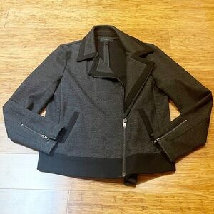 J. Crew Charcoal Gray & Black Wool Blend Full Zip Motorcycle Jacket. Women's 10